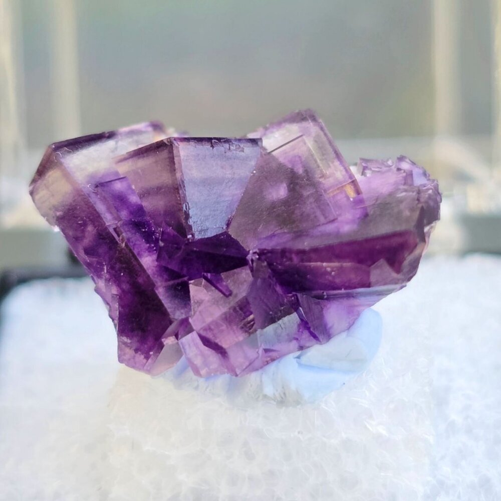 Purple Fluorite ✦ Raw Cube Mineral Thumbnail ✦ Crystal Display Box Collectible